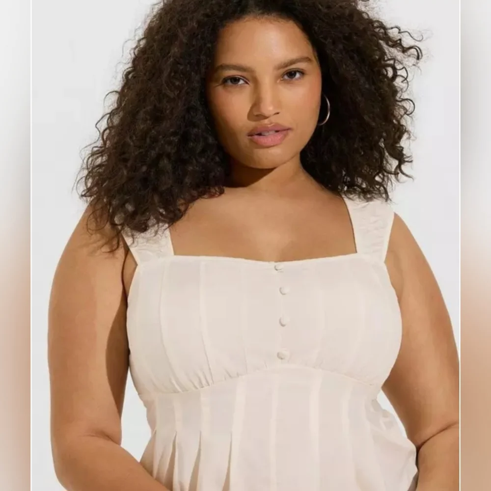 Torrid Plus Size 4X Challis Corset Top Ivory dew Smocked Back New w/ Tags - Picture 2 of 12